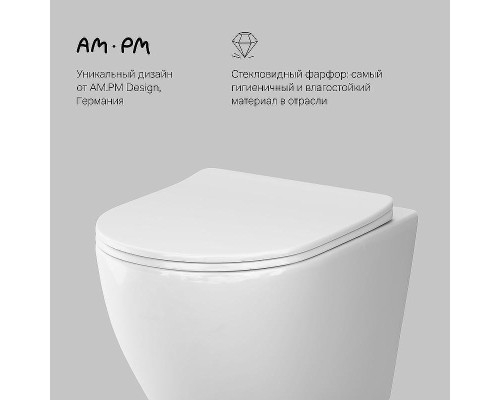 Комплект унитаза с инсталляцией AM.PM Like IS110301.801900 с сиденьем Микролифт и Белой глянцевой клавишей смыва