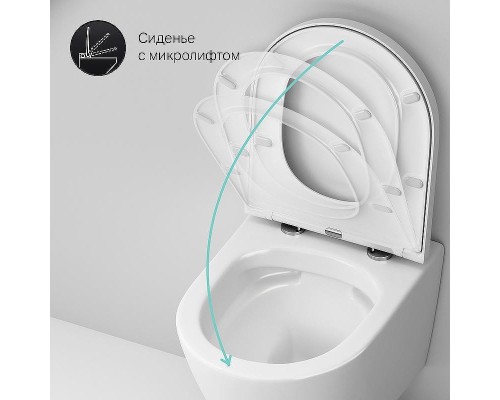 Унитаз AM.PM Sense FlashClean CK74H0403W подвесной с гигиеническим душем и ершиком с сиденьем Микролифт