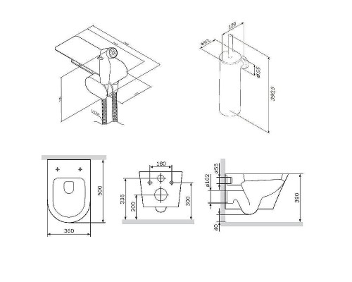 Унитаз AM.PM Sense FlashClean CK74H0403W подвесной с гигиеническим душем и ершиком с сиденьем Микролифт