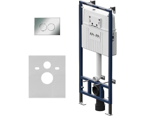 Комплект унитаза с инсталляцией AM.PM Sense FlashClean IS100151.741701 с сиденьем Микролифт и клавишей смыва Хром глянцевый