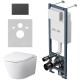 Комплект унитаза с инсталляцией AM.PM Sense FlashClean IS110138.741701 с сиденьем Микролифт и Черной матовой клавишей смыва