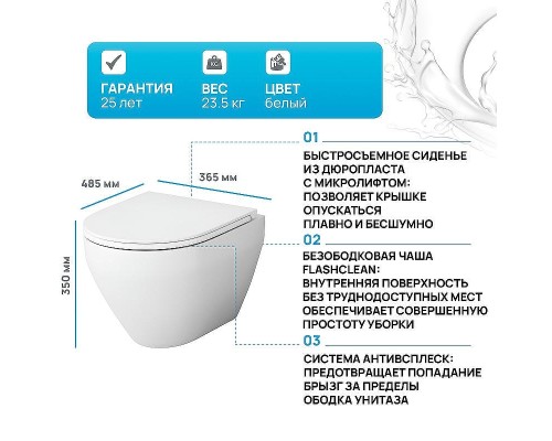 Унитаз AM.PM Spirit V2.0 C701700SC подвесной с сиденьем Микролифт