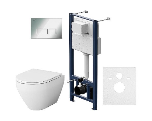 Комплект унитаза с инсталляцией AM.PM Spirit V2.0 FlashClean IS47051.701700 с сиденьем Микролифт и клавишей смыва Хром