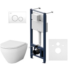 Комплект унитаза с инсталляцией AM.PM Spirit V2.0 FlashClean IS49001.701700 с сиденьем Микролифт и Белой клавишей смыва
