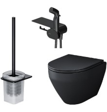 Унитаз AM.PM Spirit V2.0 FlashClean CK70H1103B подвесной с гигиеническим душем и ершиком цвет Черный матовый с сиденьем Микролифт
