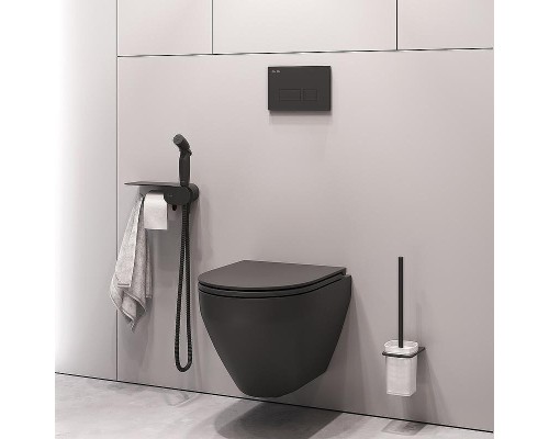 Унитаз AM.PM Spirit V2.0 FlashClean CK70H1103B подвесной с гигиеническим душем и ершиком цвет Черный матовый с сиденьем Микролифт