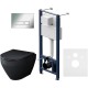 Комплект унитаза с инсталляцией AM.PM Spirit V2.0 FlashClean IS47051.701700MB Черный матовый с сиденьем Микролифт и клавишей смыва Хром глянцевый