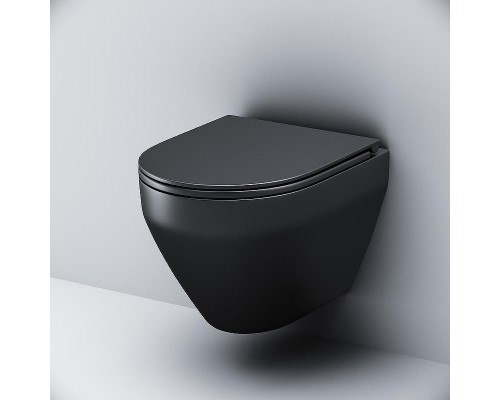 Комплект унитаза с инсталляцией AM.PM Spirit V2.0 FlashClean IS47051.701700MB Черный матовый с сиденьем Микролифт и клавишей смыва Хром глянцевый