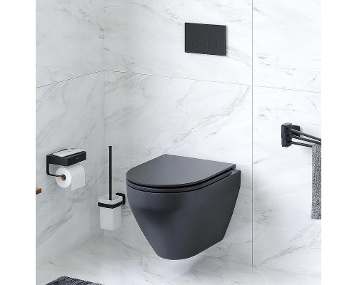Комплект унитаза с инсталляцией AM.PM Spirit V2.0 FlashClean IS47051.701700MB Черный матовый с сиденьем Микролифт и клавишей смыва Хром глянцевый