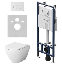 Комплект унитаза с инсталляцией AM.PM Spirit V2.0 FlashClean IS100101.701700 с сиденьем Микролифт и Белой глянцевой клавишей смыва