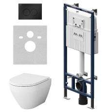 Комплект унитаза с инсталляцией AM.PM Spirit V2.0 FlashClean IS100138.701700 с сиденьем Микролифт и Черной матовой клавишей смыва
