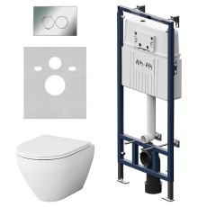 Комплект унитаза с инсталляцией AM.PM Spirit V2.0 FlashClean IS100151.701700 с сиденьем Микролифт и клавишей смыва Хром глянцевый