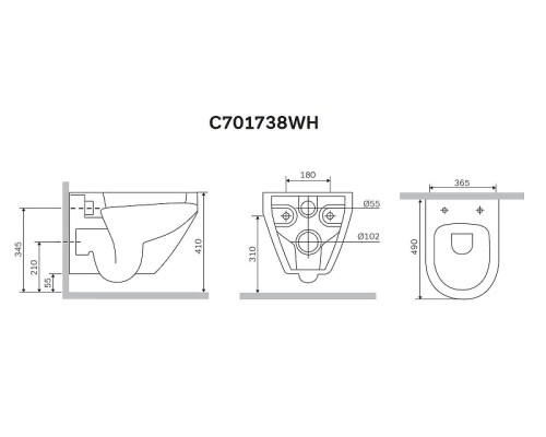 Унитаз AM.PM Spirit v2.0 C701738WH подвесной Белый без сиденья