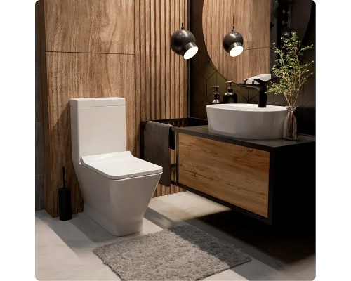 Унитаз компакт AQUAme AQM1005PRO цвет Белый глянец без бачка с сиденьем Микролифт