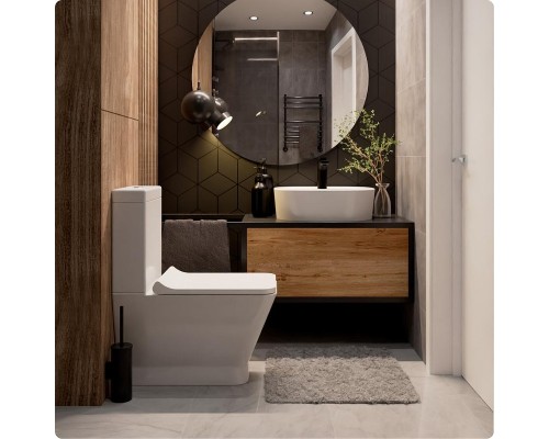 Унитаз компакт AQUAme AQM1005PRO цвет Белый глянец без бачка с сиденьем Микролифт