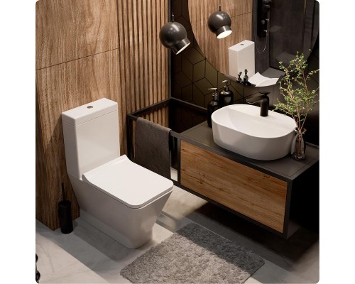 Унитаз компакт AQUAme AQM1005PRO цвет Белый глянец без бачка с сиденьем Микролифт