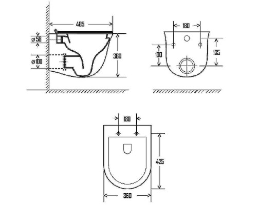 Унитаз AQUAme AQM2005 подвесной Белый глянец с сиденьем Микролифт