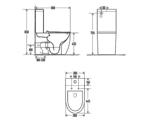 Унитаз компакт AQUAme AQM1002 без бачка с сиденьем Микролифт