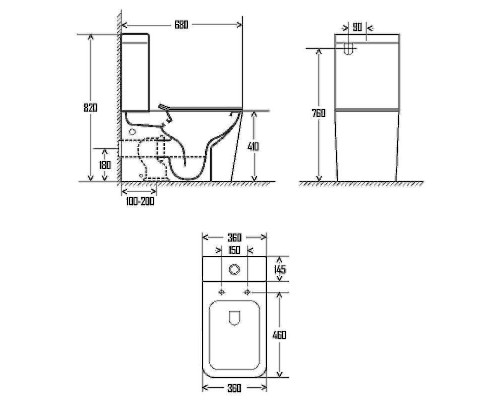 Унитаз компакт AQUAme AQM1003 без бачка с сиденьем Микролифт