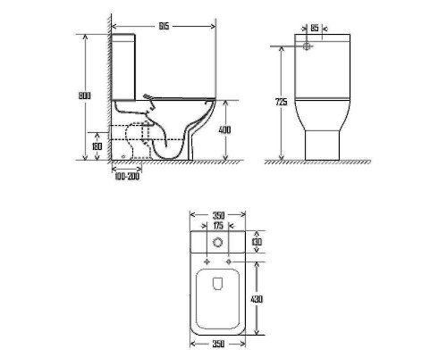 Унитаз компакт AQUAme AQM1004 без бачка с сиденьем Микролифт