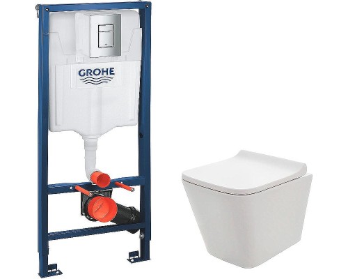 Комплект унитаза AQUAme AQM2004 с инсталляцией Grohe Rapid SL 38772001 с сиденьем Микролифт и клавишей смыва Хром