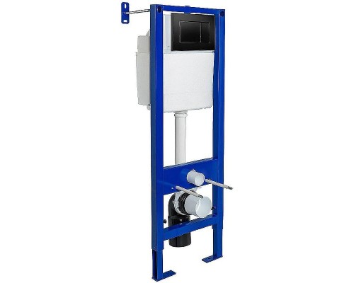 Комплект унитаза AQUAme AQM2002 с инсталляцией Berges Atom 410 040332 с сиденьем Микролифт и Черной матовой клавишей смыва