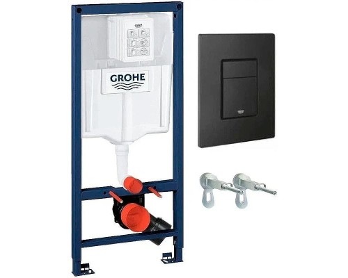 Комплект унитаза AQUAme AQM2002 с инсталляцией Grohe Rapid SL 38811KF0 с сиденьем Микролифт и Черной матовой клавишей смыва