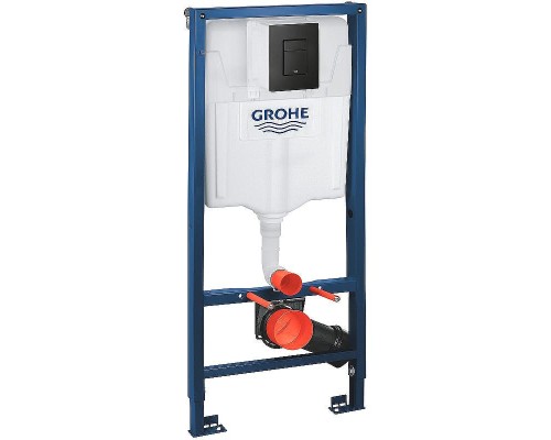 Комплект унитаза AQUAme AQM2002 с инсталляцией Grohe Rapid SL 38811KF0 с сиденьем Микролифт и Черной матовой клавишей смыва