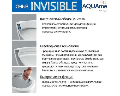 Унитаз AQUAme AQM2013PRO подвесной Белый глянец с сиденьем Микролифт