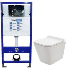 Комплект унитаза AQUAme AQM2004 с инсталляцией WellWant Standart 50 WWISI1110B с сиденьем Микролифт и клавишей смыва Хром глянцевый