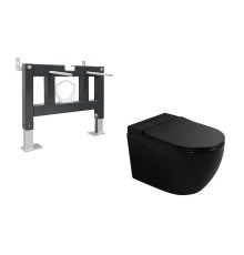 Комплект унитаза с инсталляцией Abber Bequem AC1108PMB-AC0101P цвет Черный матовый с сиденьем Микролифт