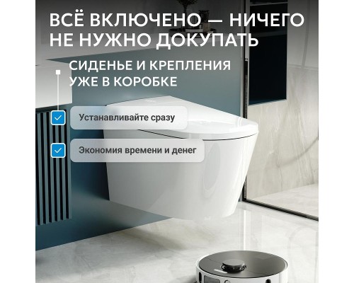 Комплект унитаза биде с инсталляцией Abber Bequem AC1119S-AC0101P2 цвет Белый с сиденьем Микролифт