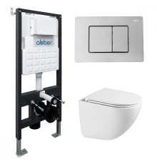 Комплект унитаза с инсталляцией Abber Bequem AC1131TC-AC0105-AC0120 цвет Белый с сиденьем Микролифт