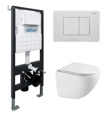 Комплект унитаза с инсталляцией Abber Bequem AC1131TC-AC0105-AC0120MW цвет Белый с сиденьем Микролифт
