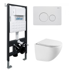 Комплект унитаза с инсталляцией Abber Bequem AC1131TC-AC0105-AC0121MW цвет Белый с сиденьем Микролифт