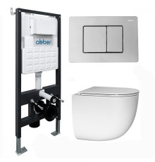 Комплект унитаза с инсталляцией Abber Bequem AC1132TC-AC0105-AC0120 цвет Белый с сиденьем Микролифт