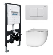 Комплект унитаза с инсталляцией Abber Bequem AC1132TC-AC0105-AC0120MW цвет Белый с сиденьем Микролифт