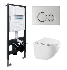 Комплект унитаза с инсталляцией Abber Bequem AC1131TC-AC0105-AC0121 цвет Белый с сиденьем Микролифт