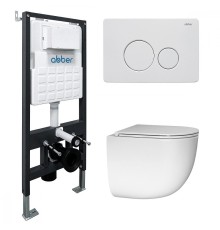 Комплект унитаза с инсталляцией Abber Bequem AC1132TC-AC0105-AC0121MW цвет Белый с сиденьем Микролифт