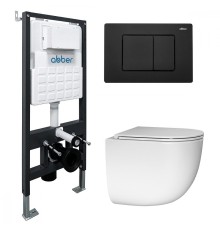 Комплект унитаза с инсталляцией Abber Bequem AC1132TC-AC0105-AC0120MB цвет Белый с сиденьем Микролифт