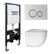 Комплект унитаза с инсталляцией Abber Bequem AC1132TC-AC0105-AC0121 цвет Белый с сиденьем Микролифт