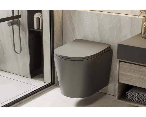 Унитаз Abber Bequem AC1102TMG подвесной цвет Серый матовый с сиденьем Микролифт