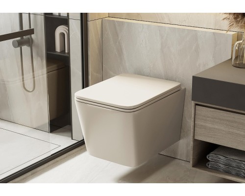 Унитаз Abber Rechteck AC1201MBE подвесной цвет Светло-бежевый матовый с сиденьем Микролифт