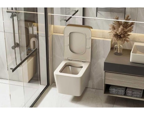 Унитаз Abber Rechteck AC1201MBE подвесной цвет Светло-бежевый матовый с сиденьем Микролифт