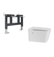 Комплект унитаза с инсталляцией Abber Rechteck AC1202P-AC0101P цвет Белый с сиденьем Микролифт