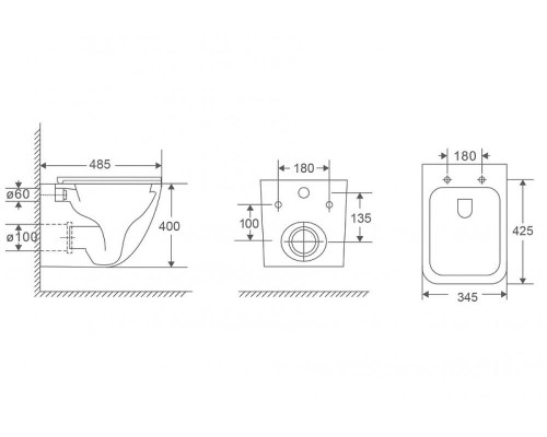 Унитаз Abber Rechteck AC1220TC подвесной цвет Белый с сиденьем Микролифт