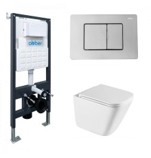 Комплект унитаза с инсталляцией Abber Rechteck AC1219TC-AC0105-AC0120 цвет Белый с сиденьем Микролифт