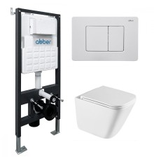 Комплект унитаза с инсталляцией Abber Rechteck AC1219TC-AC0105-AC0120MW цвет Белый с сиденьем Микролифт