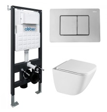Комплект унитаза с инсталляцией Abber Rechteck AC1220TC-AC0105-AC0120 цвет Белый с сиденьем Микролифт