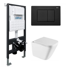 Комплект унитаза с инсталляцией Abber Rechteck AC1219TC-AC0105-AC0120MB цвет Белый с сиденьем Микролифт